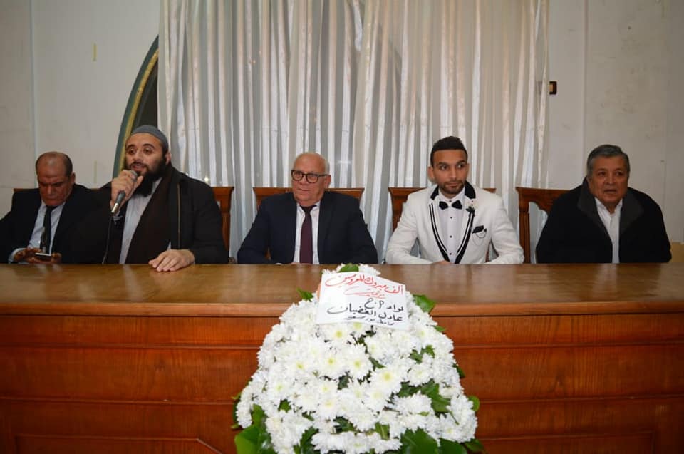 اللواء عادل الغضبان محافظ بورسعيد يشارك في عقد قرآن كريم العراقي لاعب المصري