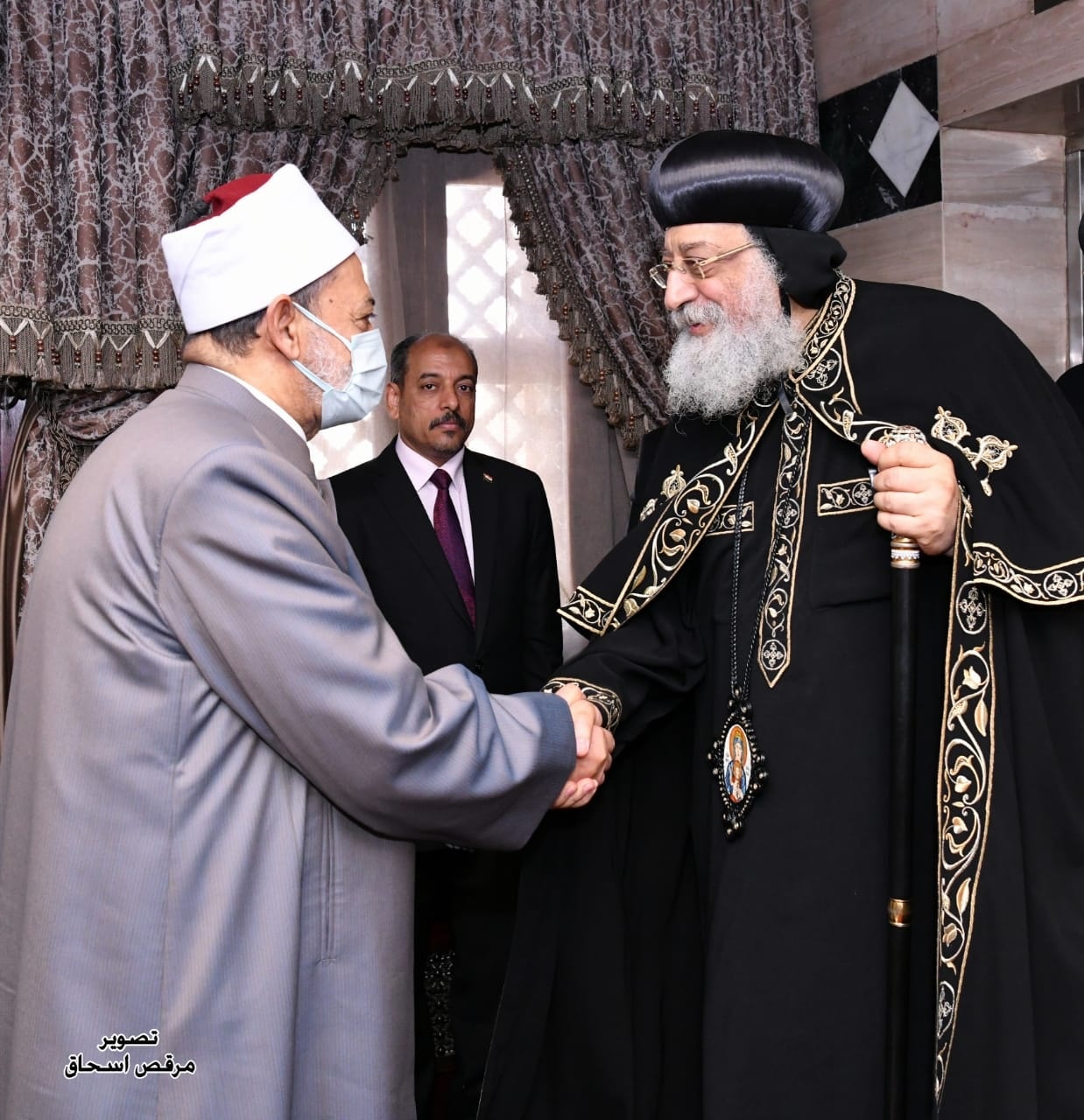 شيخ الأزهر خلال استقباله البابا تواضروس
