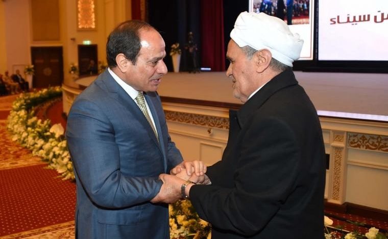 شيخ المجاهدين خلال لقاءه مع الرئيس السيسي