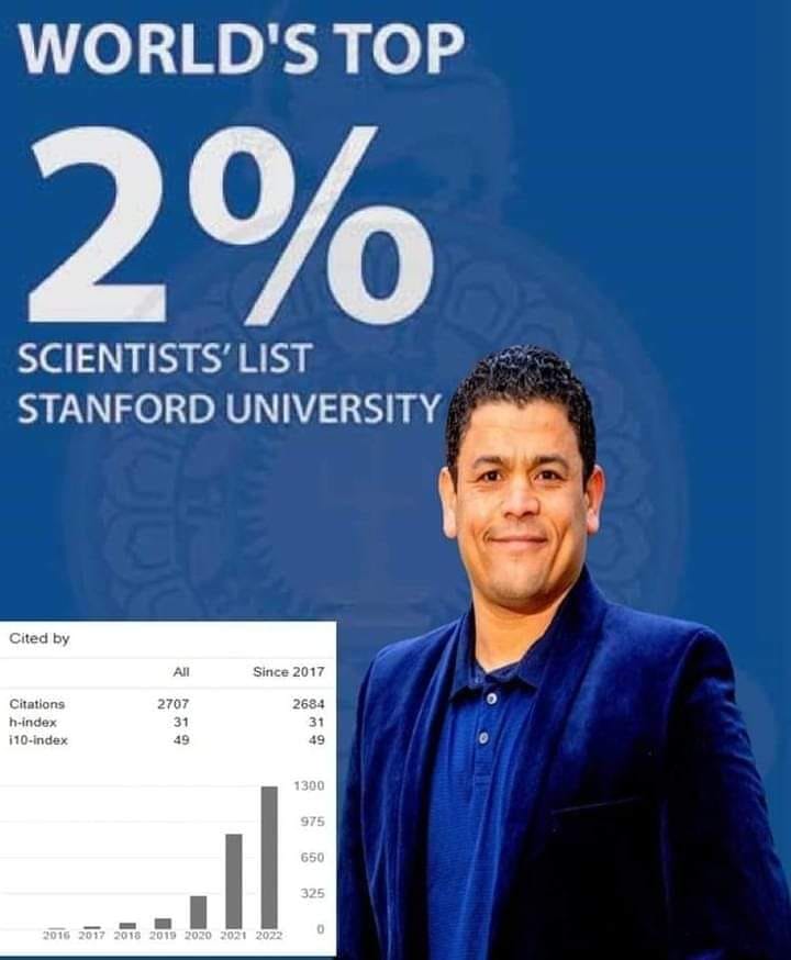 اختيار الدكتور أحمد إبراهيم الشريف ضمن قائمة الـ 2% من العلماء الأكثر تميزا وتأثيرا عالميا
