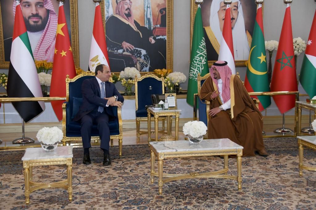 مراسم استقبال الرئيس السيسي في مطار الرياض