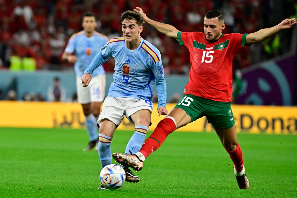 صورة من مباراة المغرب وإسبانيا
