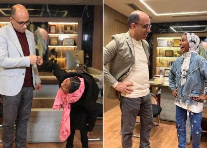 الطفلة السودانية إيناس قبل وبعد إجراء العملية (مواقع التواصل)
