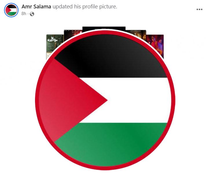 عمرو سلامة يستبدل صورته بعلم فلسطين