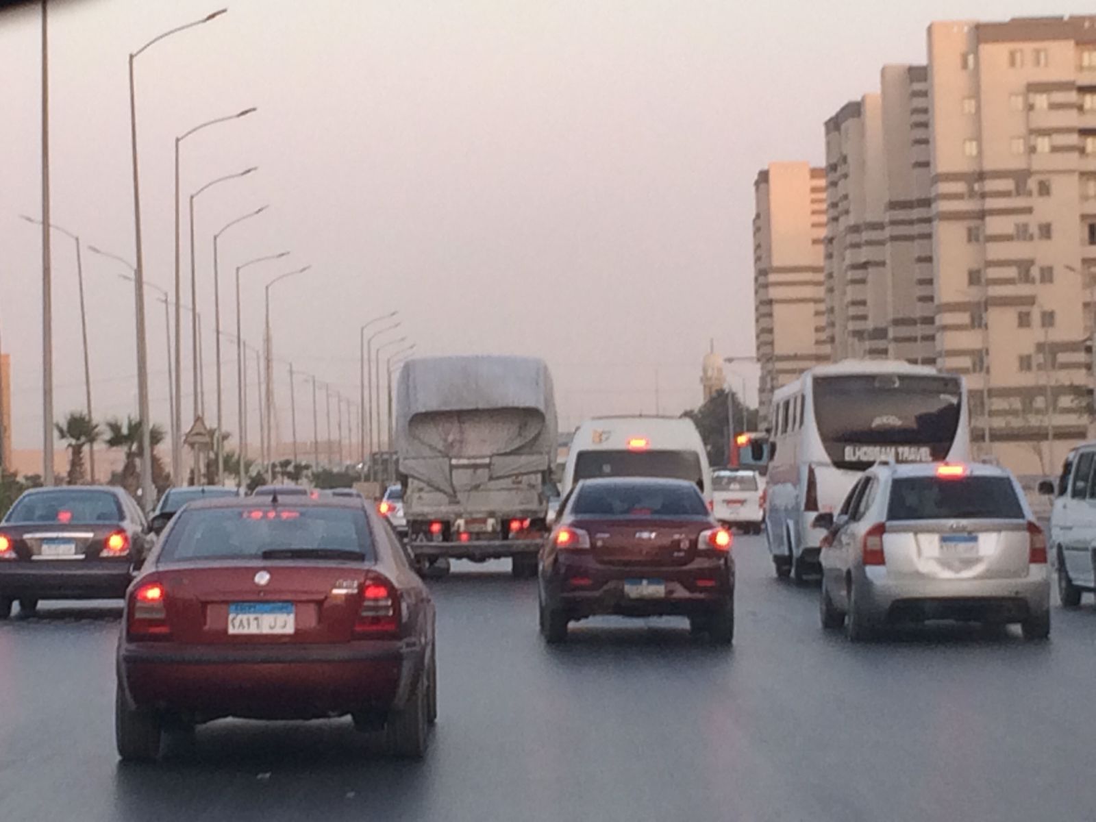 Congestion on Cairo and Giza roads amid security